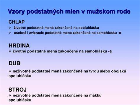 Infografika: Vzory skloňovania podstatných mien zvierat (neživý vs. živý, vzory dub, stroj, chlap)