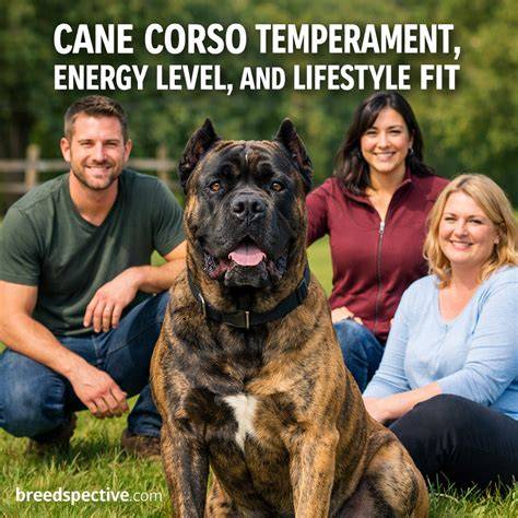 Infografika: charakteristiky Cane Corso - veľkosť, temperament, potreby tréningu