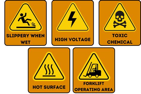 Illustrative infographic about types of dog-themed warning signs and their materials