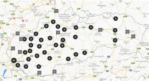 Mapa rozšírenia slovenského kopova a hlavných chovateľských centier na Slovensku