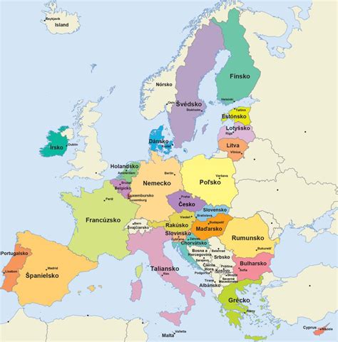 Mapa Európskej únie s vyznačenými politickými skupinami v Európskom parlamente