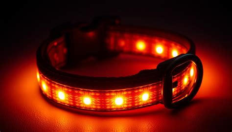 Pes so svietiacim obojkom v tme