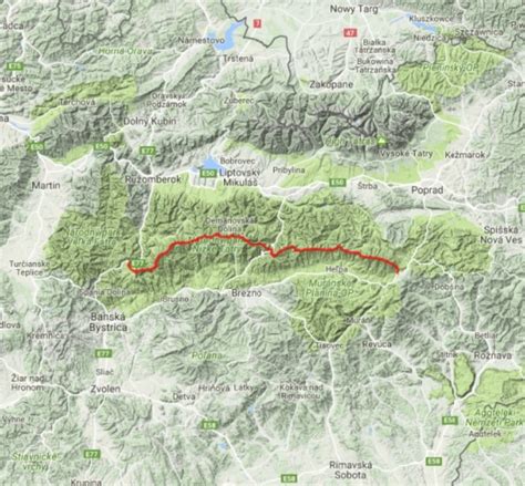 mapa Nízkych Tatier s turistickými trasami