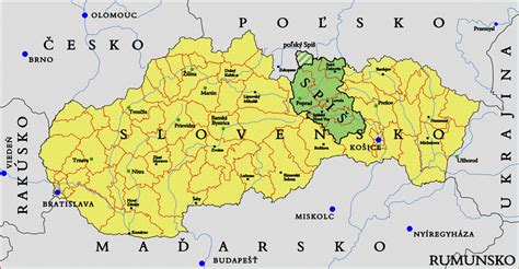 Mapa regiónu Spiš s vyznačením Hnilčíka