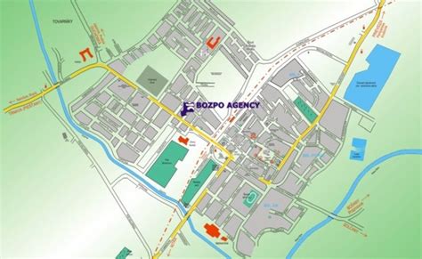 Mapa Topoľčian a okolia s vyznačenými zariadeniami sociálnych služieb