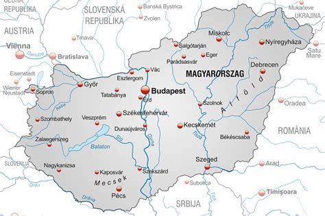 Mapa Maďarska s vyznačeným mestom Gödöllo