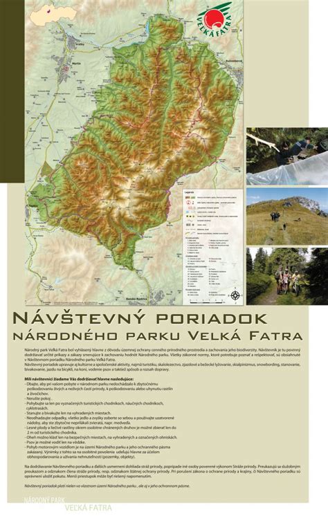 Mapa Národného parku Veľká Fatra s vyznačenými turistickými chodníkmi