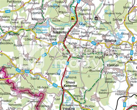 Mapa s vyznačenými chovateľskými stanicami v okolí Hradca Králové