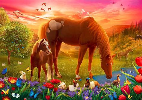 kôň jazdiaci na lúke