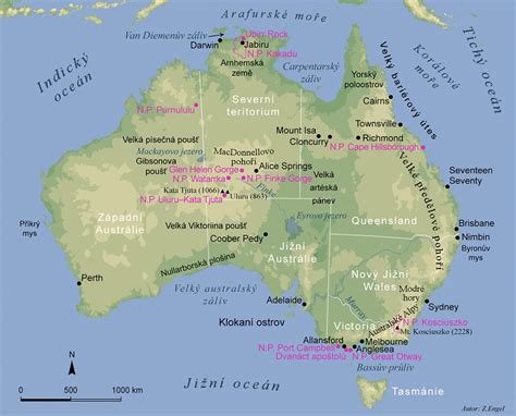 Mapa Austrálie s vyznačeným rozšírením dingo