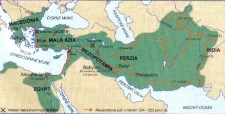 Mapa helenistických kráľovstiev po smrti Alexandra Veľkého