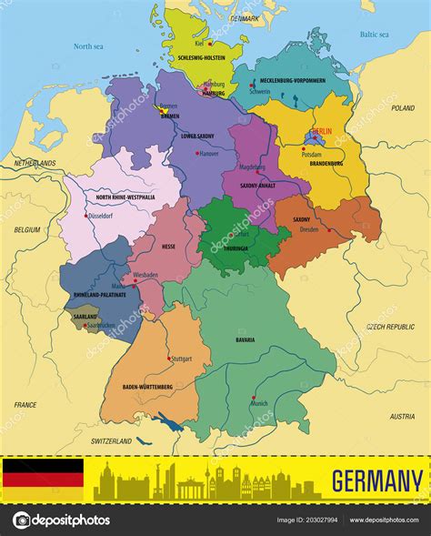 Mapa Nemecka s vyznačeným pôvodom plemena