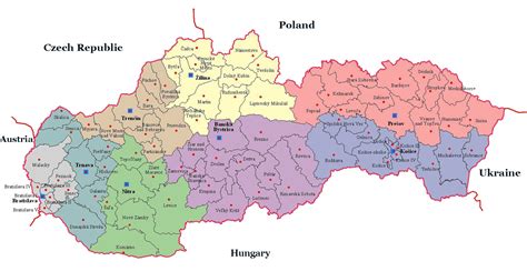 Mapa Slovenska s vyznačenými chovateľskými stanicami