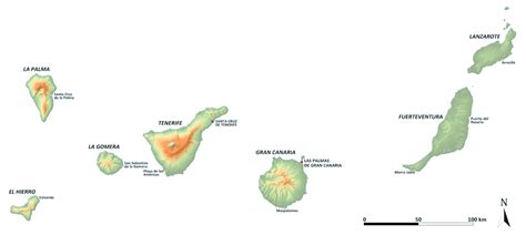 Mapa Kanárskych ostrovov