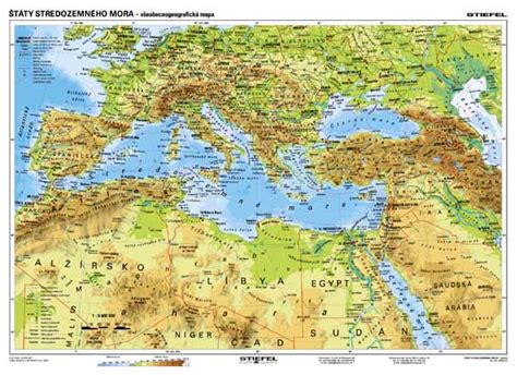 Mapa oblasti Stredozemného mora s vyznačenými ostrovmi pôvodu plemien chrtov