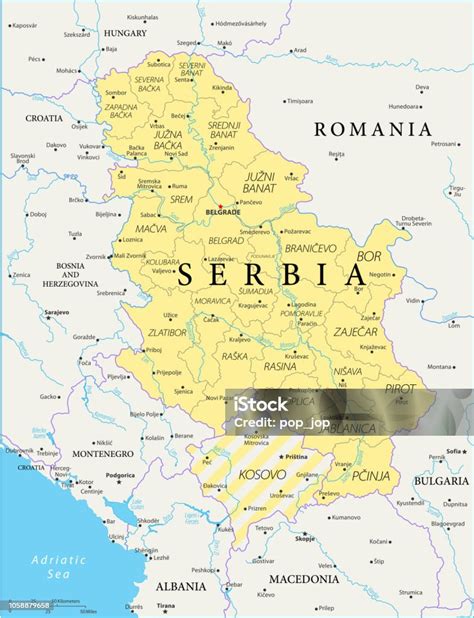 Mapa Srbska s vyznačenými oblasťami pôvodu duričov