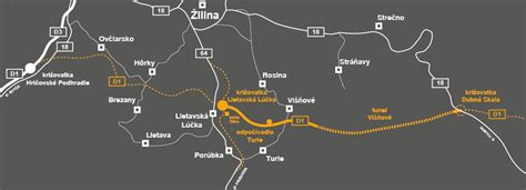 Mapa Žiliny s vyznačenou mestskou časťou Mojšova Lúčka