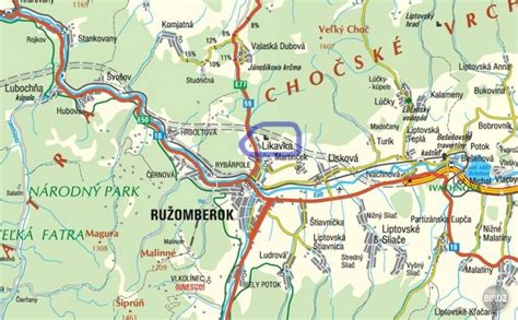 Mapa Ružomberka s vyznačenými sociálnymi zariadeniami