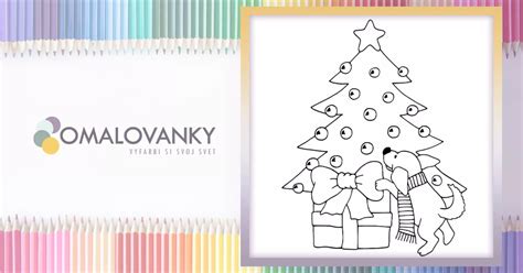 Psík pri vianočnom stromčeku