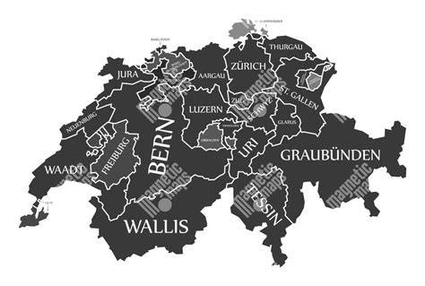 Mapa regiónu Appenzellu a častí Švajčiarska