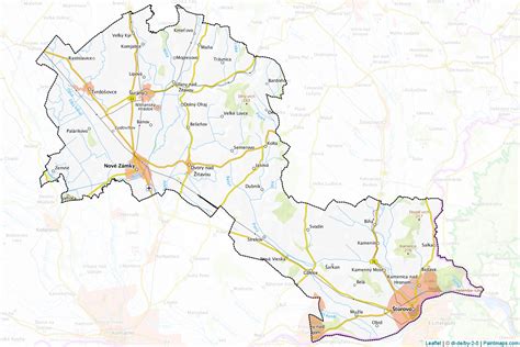 Mapa regiónu Nové Zámky a okolité chovateľské stanice bernských salašníckych psov