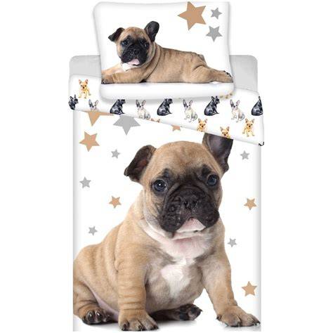 Obliečky Bulldog - béžový vzor s realistickým motívom