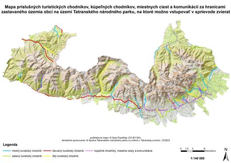 Mapa s vyznačením lokalít, kde sú psy povolené v TANAP