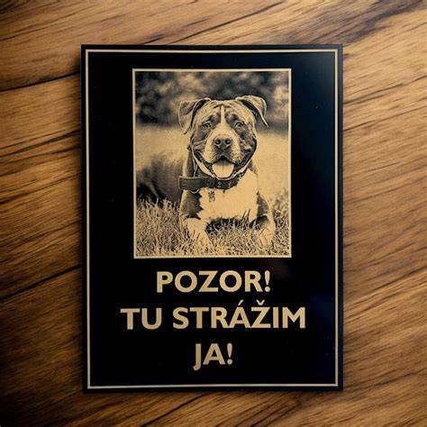 Obrázok: Akrylátová výstražná tabuľka Pozor pes s vlastnou fotografiou