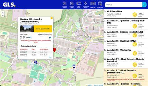 mapa predajní a GLS ParcelShop