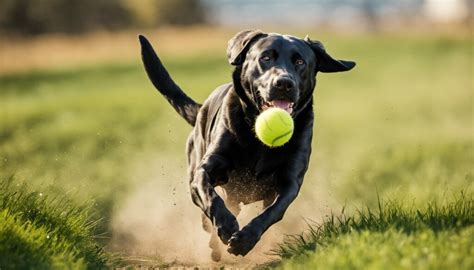 Šťastný labradorský retríver hrajúci sa s loptičkou