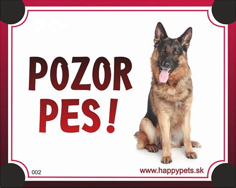 Pozor pes, nemecký ovčiak - plastová tabuľa s rozmermi 20,5 x 14 cm a štyrmi otvormi na uchytenie