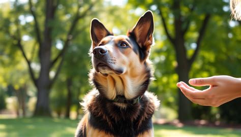 Pes cvičí povel sadni