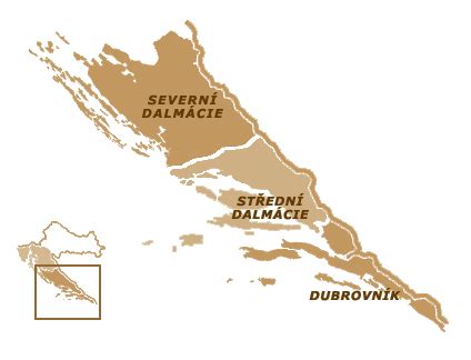 Mapa Dalmácie a Anglicka