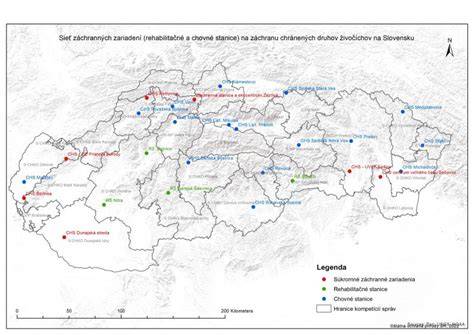 Mapa chovateľských staníc so Slovenským čuvačom na Slovensku