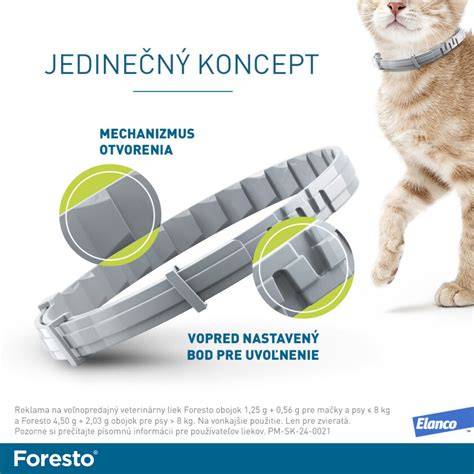 Infografika: Ako funguje antiparazitný obojok Foresto pre mačky -Mechanizmus uvoľňovania látok, vek nasadenia, doba účinnosti, bezpečnostné mechanizmy
