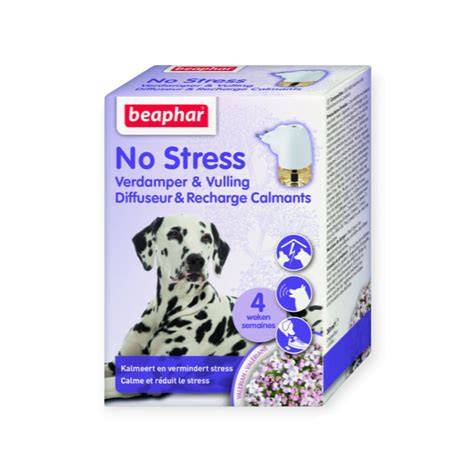 Obrázok ukazujúci vzhľad obojka Beaphar No Stress a spôsob nosenia