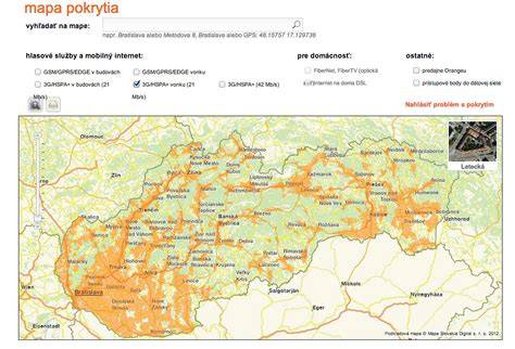 Mapa pokrytia GSM a satelitného signálu pre GPS obojky