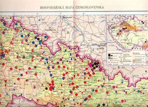 Mapa Československa s vyznačenými chovateľskými stanicami