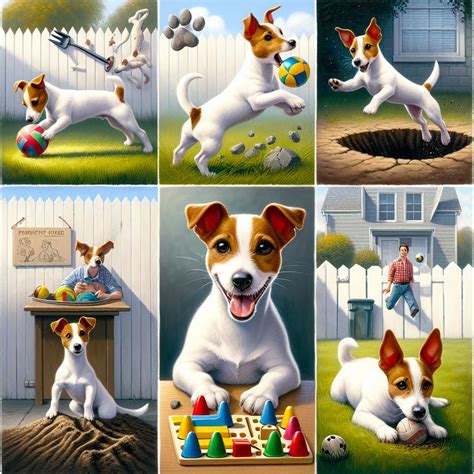 Ilustračný portrét Jack Russell teriéra a jeho pohybových aktívností