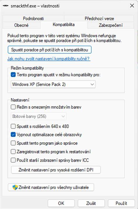 Schéma kompatibility starších setrickov s Windows 98