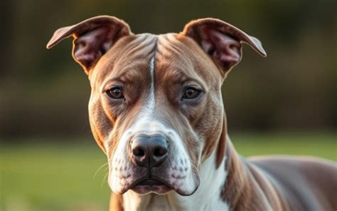 Detail hlavy amerického stafordšírskeho teriéra s typickým výrazom