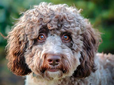 Lagotto s žiarivou srsťou na prechádzke