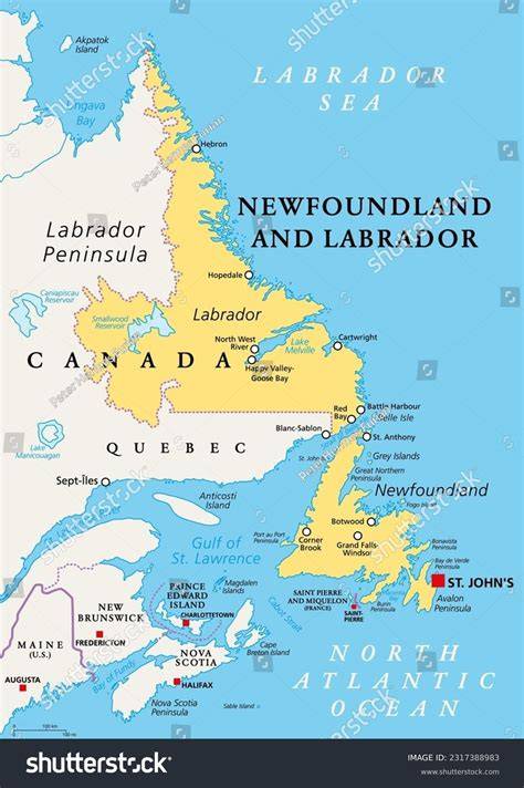 Mapa: Newfoundland a Labrador - pôvodné územie Labradora