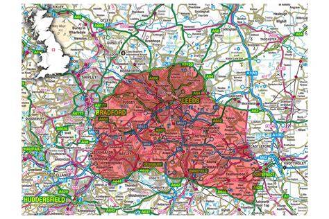 Yorkshire Rhubarb Triangle mapa oblasti a hlavné stanovištia pestovania