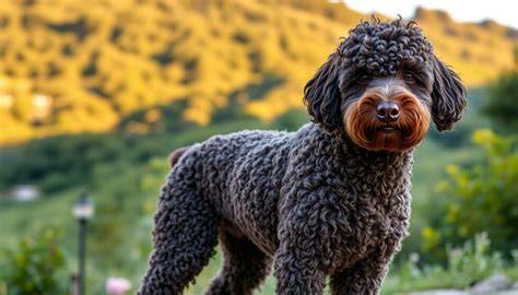Infografika: Vzhľad Lagotto Romagnolo, farby srsti, typická kučeravá srsť a proporcie tela