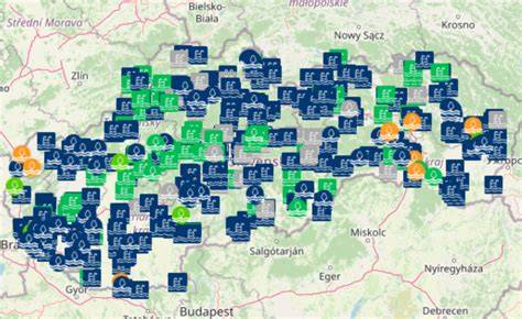 Obrázok: mapa top miest na kúpanie psov na Slovensku