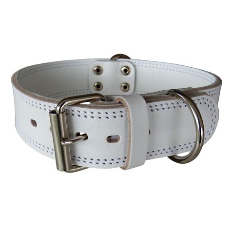 Štýlový biely kožený obojok pre psa