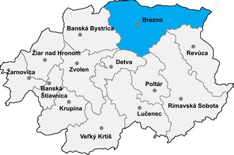 Mapa okresu Brezno