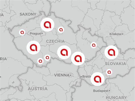 Mapa zobrazujúca potenciálne predajné miesta outdoorového vybavenia