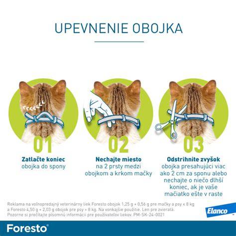 Označenie: Foresto antiparazitárny obojok - technológia pomalého uvoľňovania látok do srsti a kože